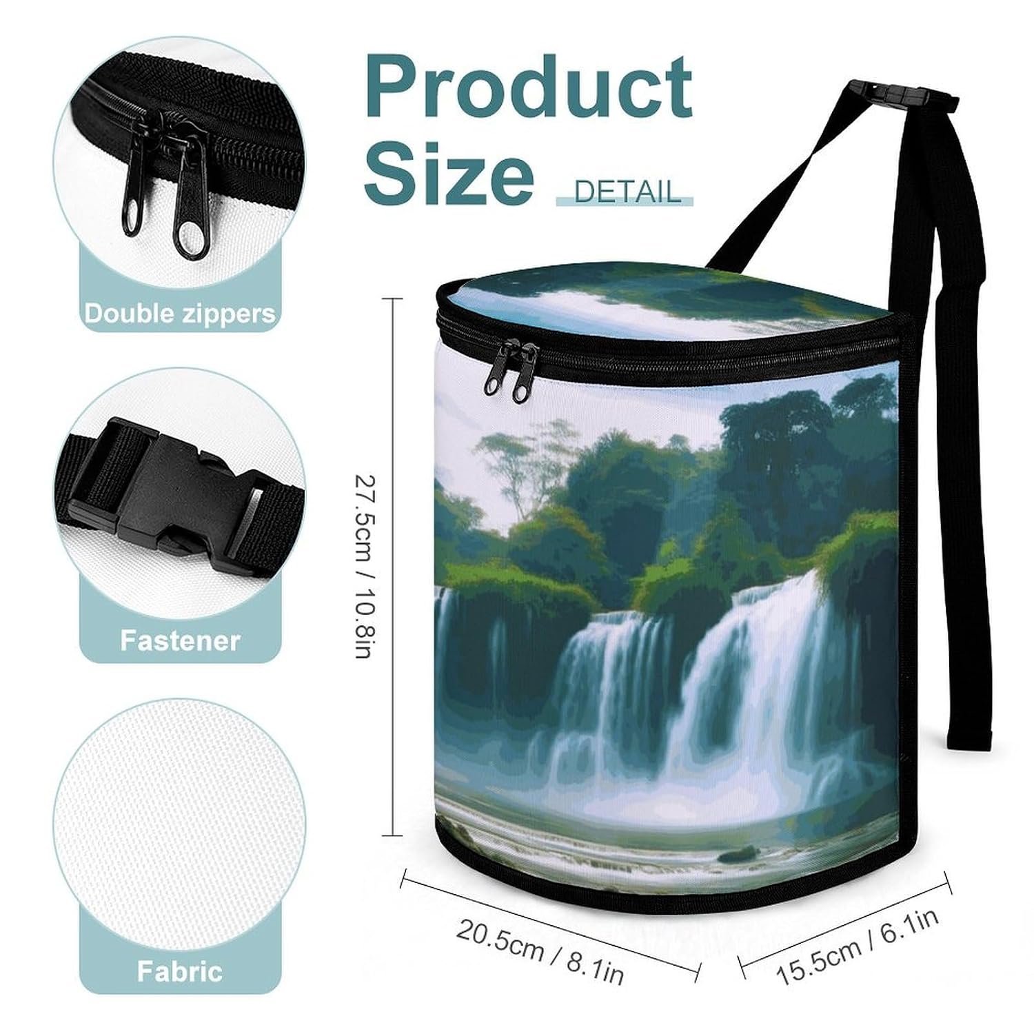 Waterfall Scenery Car Trash Can Bin Bag Waterproof Car Garbage Can Bag Trash Can for Car Car Trash Can for Women Men Garbage Can for Car Car Trash Can with Lid Trash for Car Trucks Rvs