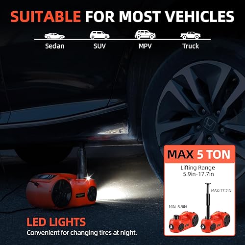 Miniatura 5 de Trihelper Juego de gatos hidráulicos mejorados para automóvil  Kit de gato de piso de vehículo 5 en 1 de 5 toneladas de elevación de neumáticos de