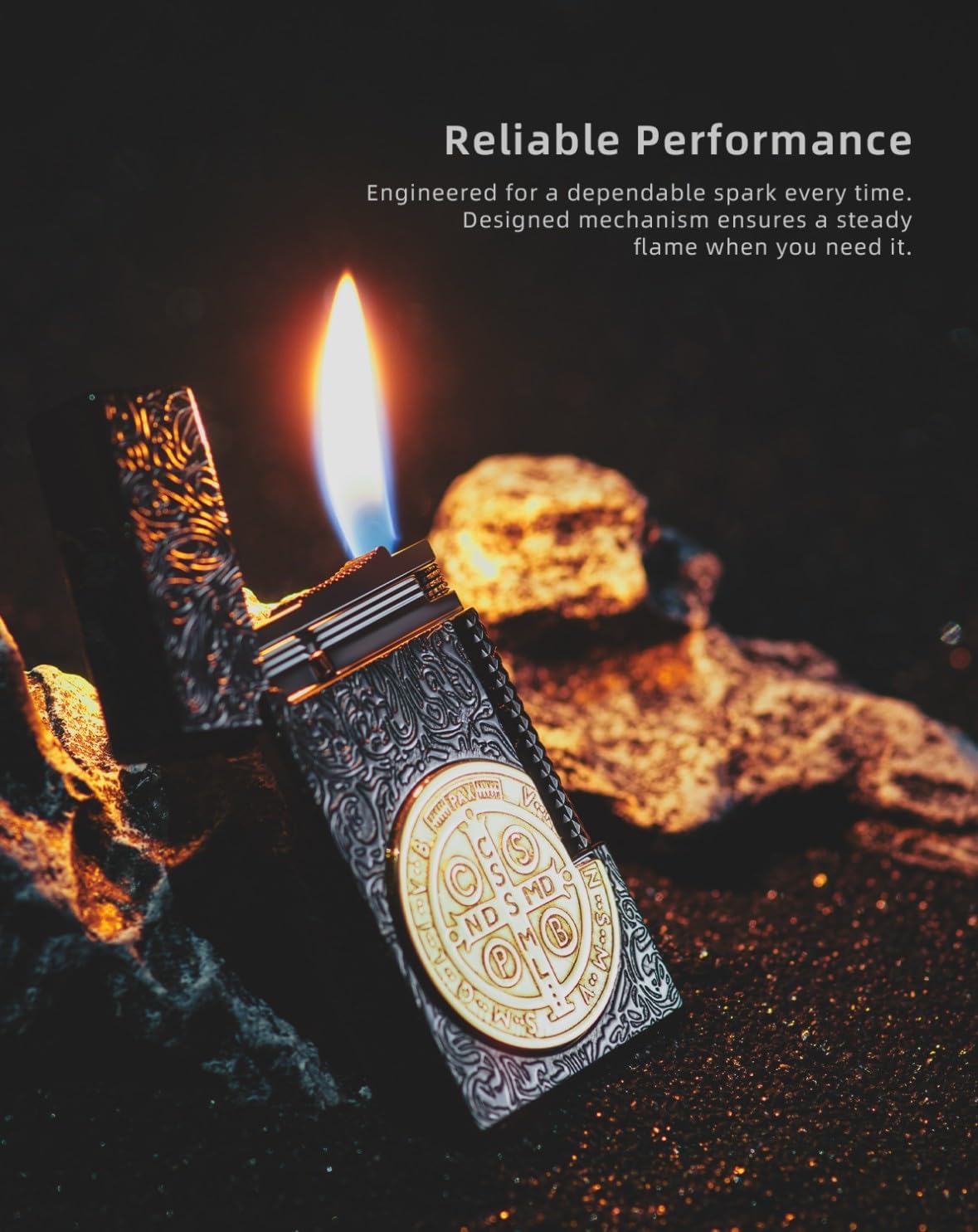 Constantine Lighter, Unique Cool Vintage Trench Lighters for Men, Gift for Men, Soft Flame, Without Butane