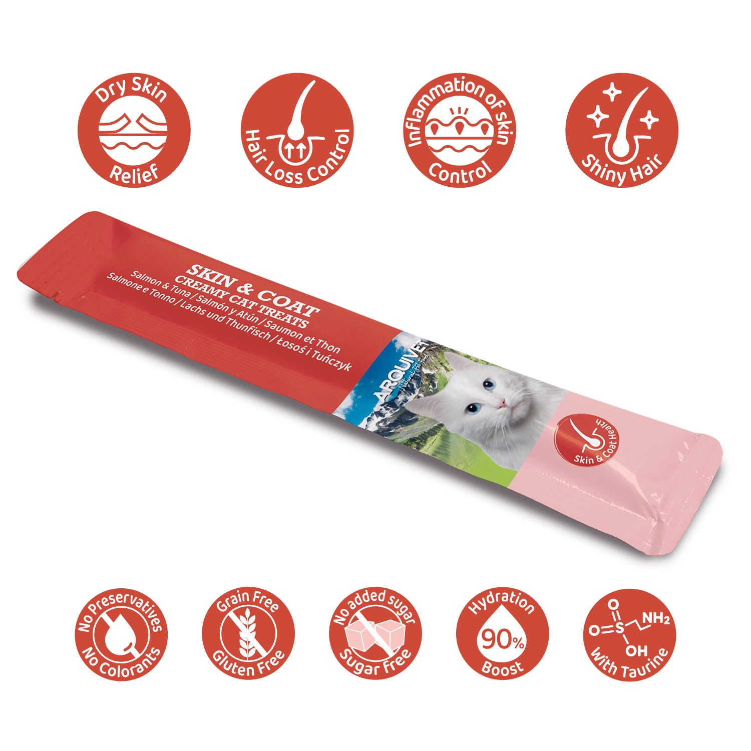 Lot de 60 unités - Friandises crémeuses au Saumon et au Thon pour Chats - Peau ET Poil - Arquivet Friandises crémeuses pour Chats