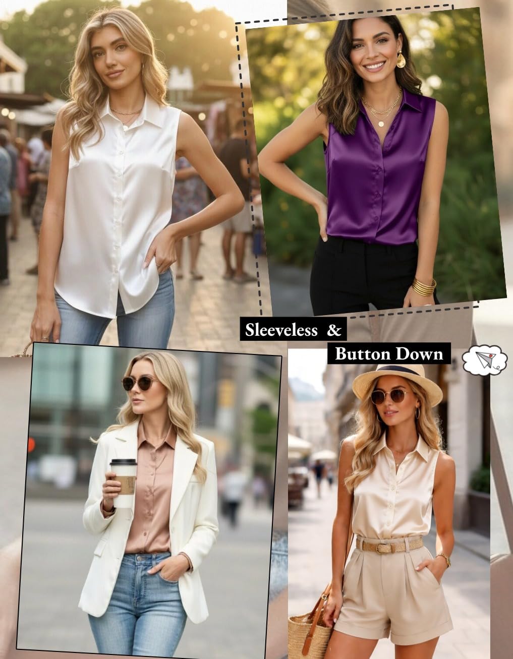 Zeagoo Womens Satin Blouse Sleeveless Silk Tank Tops Button Down Shirts Business Casual Outfits 2026 - Image 5