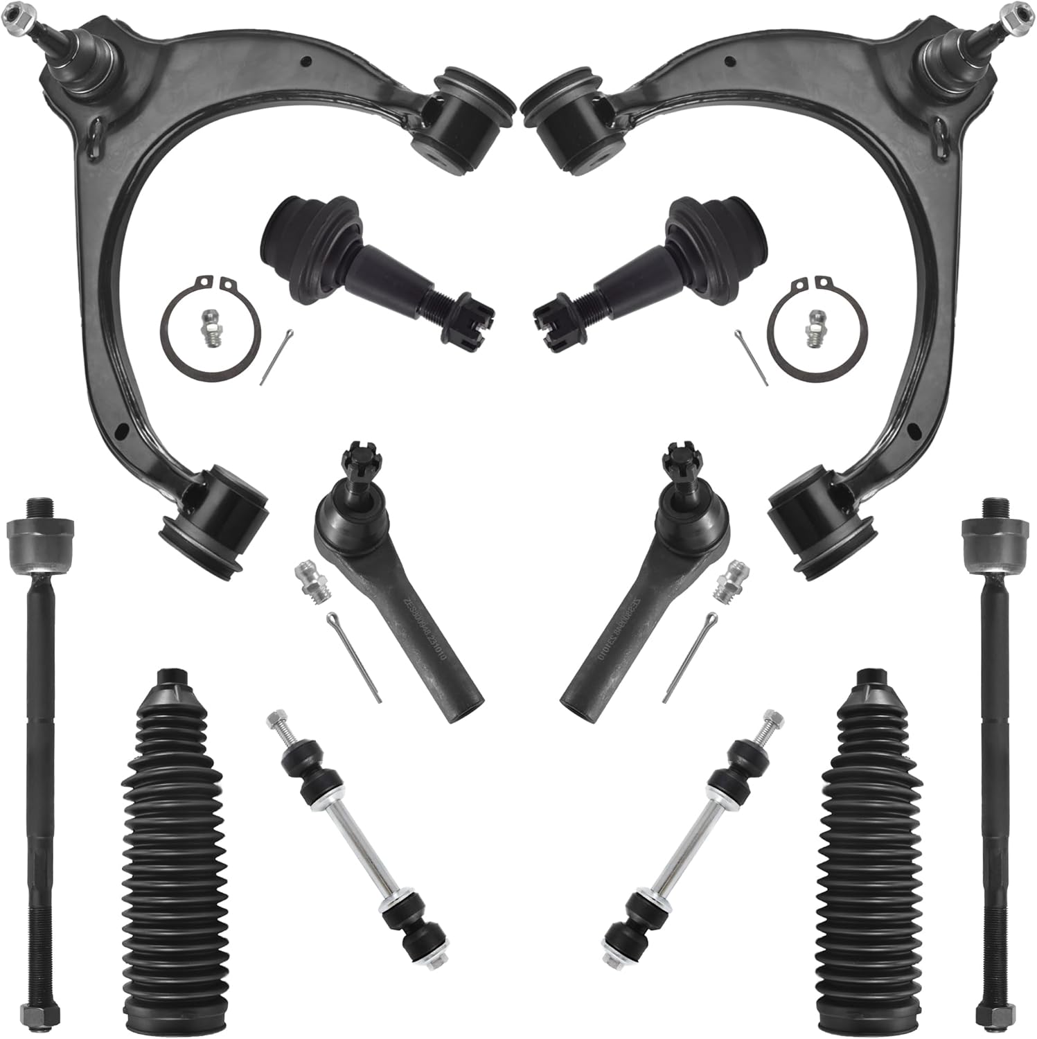 ASTARPRO 12pcs Front Upper Control Arm and Lower Ball Joint Sway Bar Tie Rod End Inner and Outer with Boot Compatible with 2015-2020 Cadillac Escalade ESV Chevy Suburban Tahoe Silverado Sierra 1500