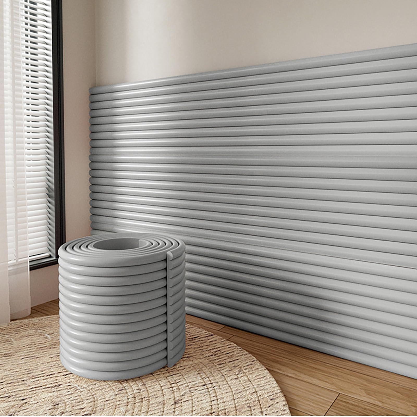 Pannelli Decorativi per Pareti, Adesivi da Parete Anti-Collisione per Bambini, 200 x 20 cm Pannello Imbottito Parete, Tieniti al Caldo/Insonorizzazione Cuscino Testiera(Light Gray,6 PCS)