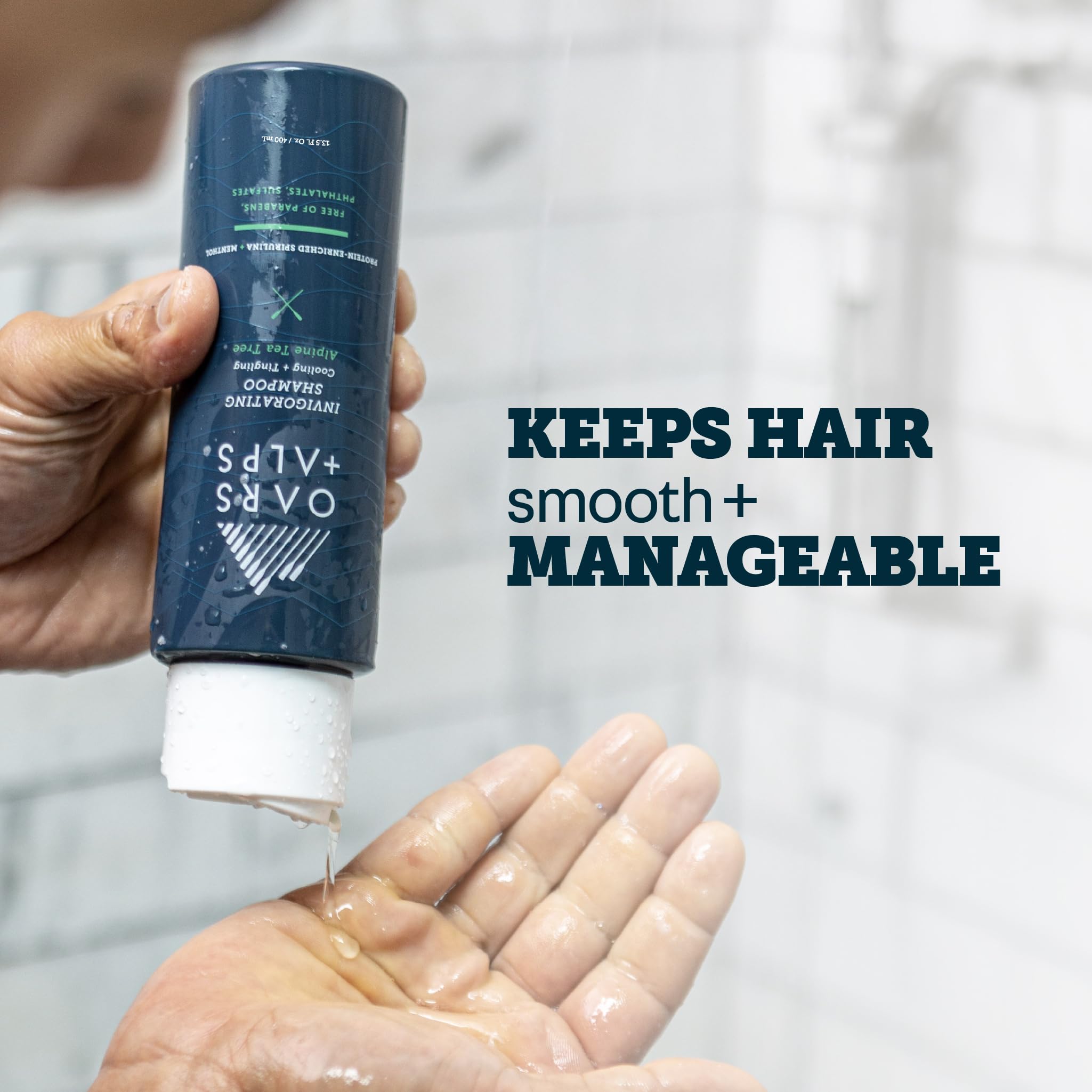 Oars + Alps Men's Sulfate Free Shampoo, Infused with Witch Hazel & Tea Tree Oil, Cleanses & Refreshes, Alpine Tea Tree Scent, 1 Pack, 13.5 Fl Oz