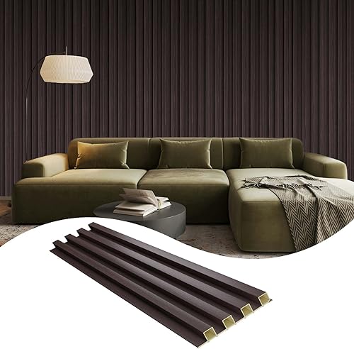 Miniatura 30 de OUZUGIE WPC Paneles de Pared de Listones Acústicos, Paquete de 8 de 96 x 6 Pulgadas Paneles de Pared 3D para Decoración de Pared Interior, Sala de