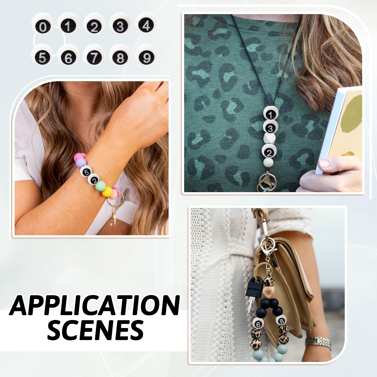 Lot De 20 Perles Rondes En Silicone De 13,5 Mm - Chiffres De 0 À 9