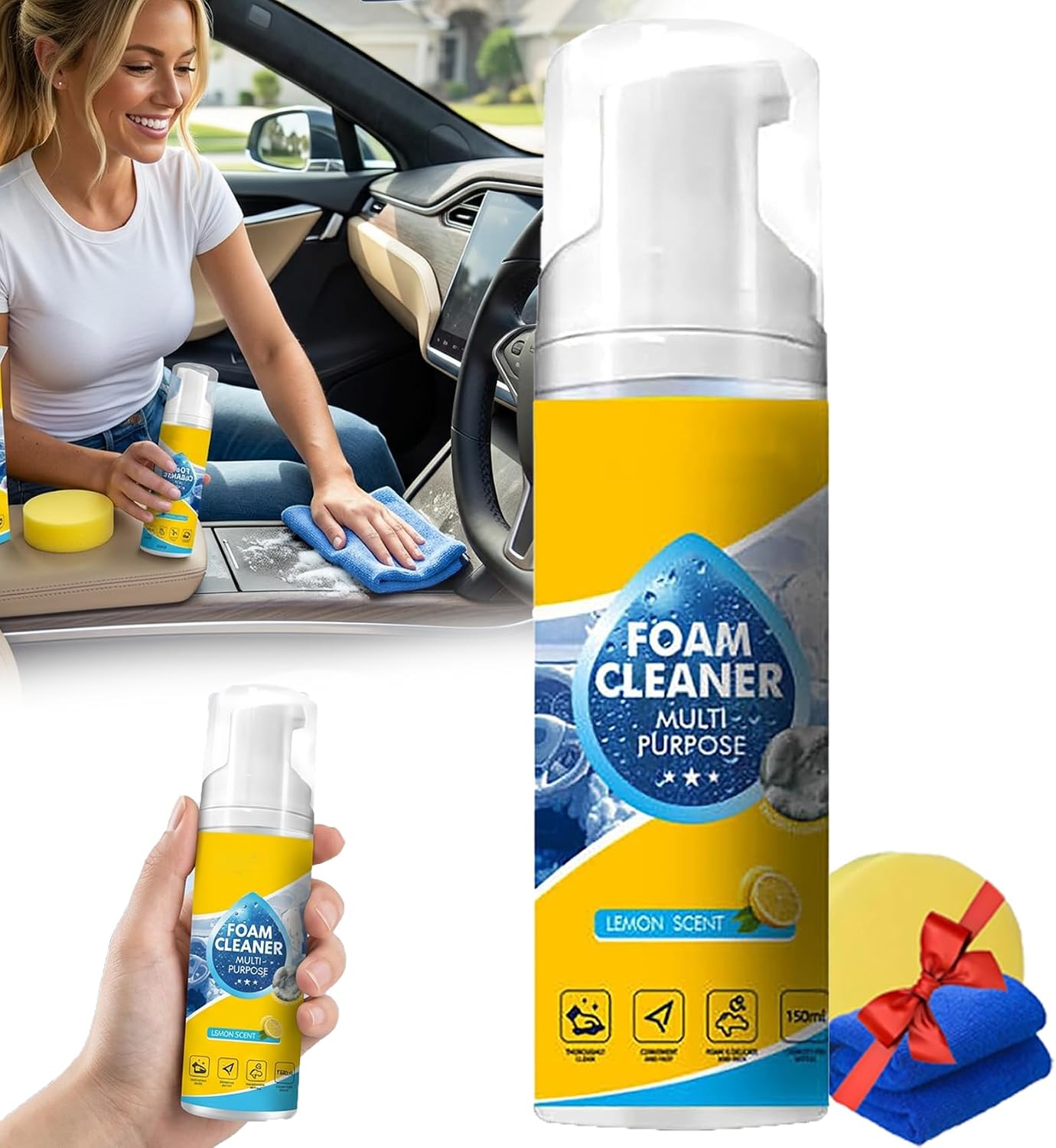 4-in-1 Multi-enzyme Foam Cleaner – Deep Clean Car, Kitchen, Bathroom & Sofa, Kitchen Enzyme Cleaner, All-Purpose Deep Cleaning Spray for Car Interior