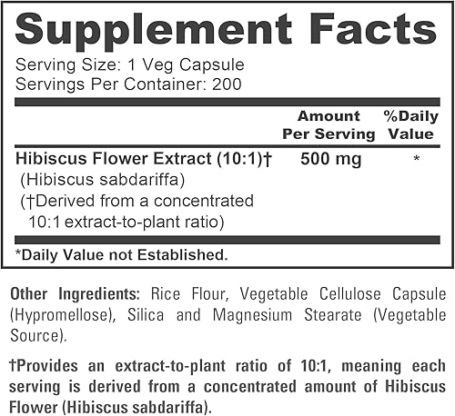 Miniatura 4 de NusaPure Cápsulas de flores de hibisco, 500 mg, 200 cápsulas vegetales (sin OMG, veganas)