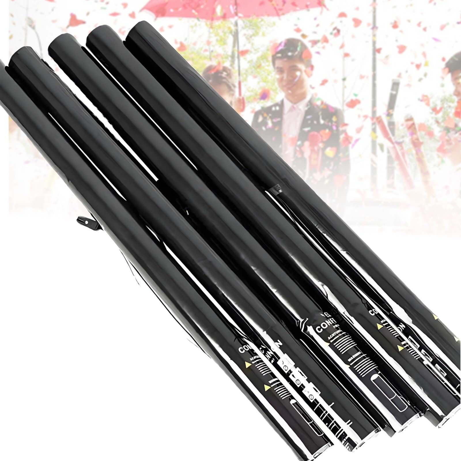 Disparador de confeti multicolor, 80 cm, adecuado para bodas, vacaciones, Halloween, Navidad y efectos de escenario, 25 unidades