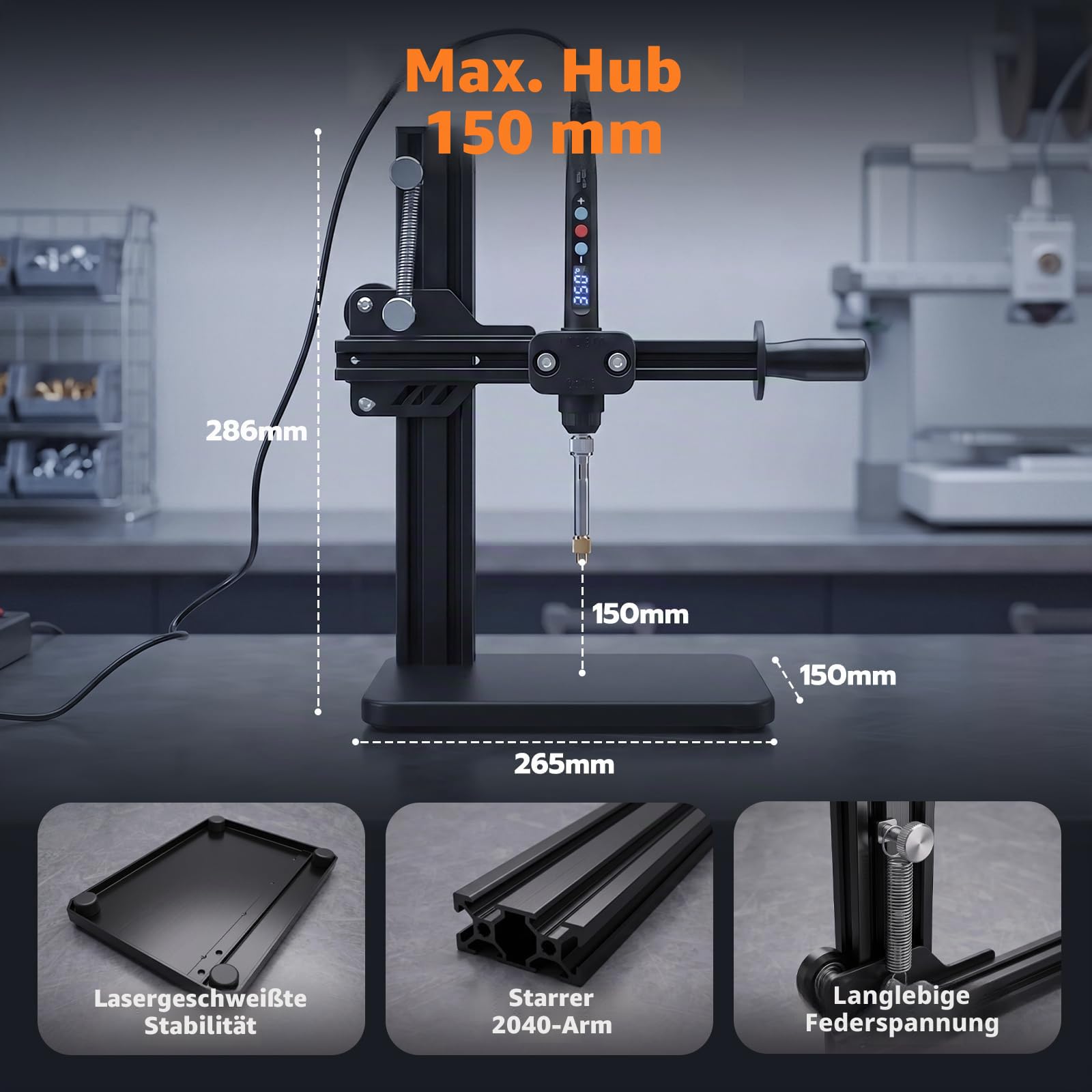Vertikale Hitze-Pressmaschine,Heat Set Insert Tool,Messing Einsätze 3D Drucken,Heat Set Insert Spitze für Gewinde Rändelmutter M2/M3/M4/M5/M6 (1/4)/M8