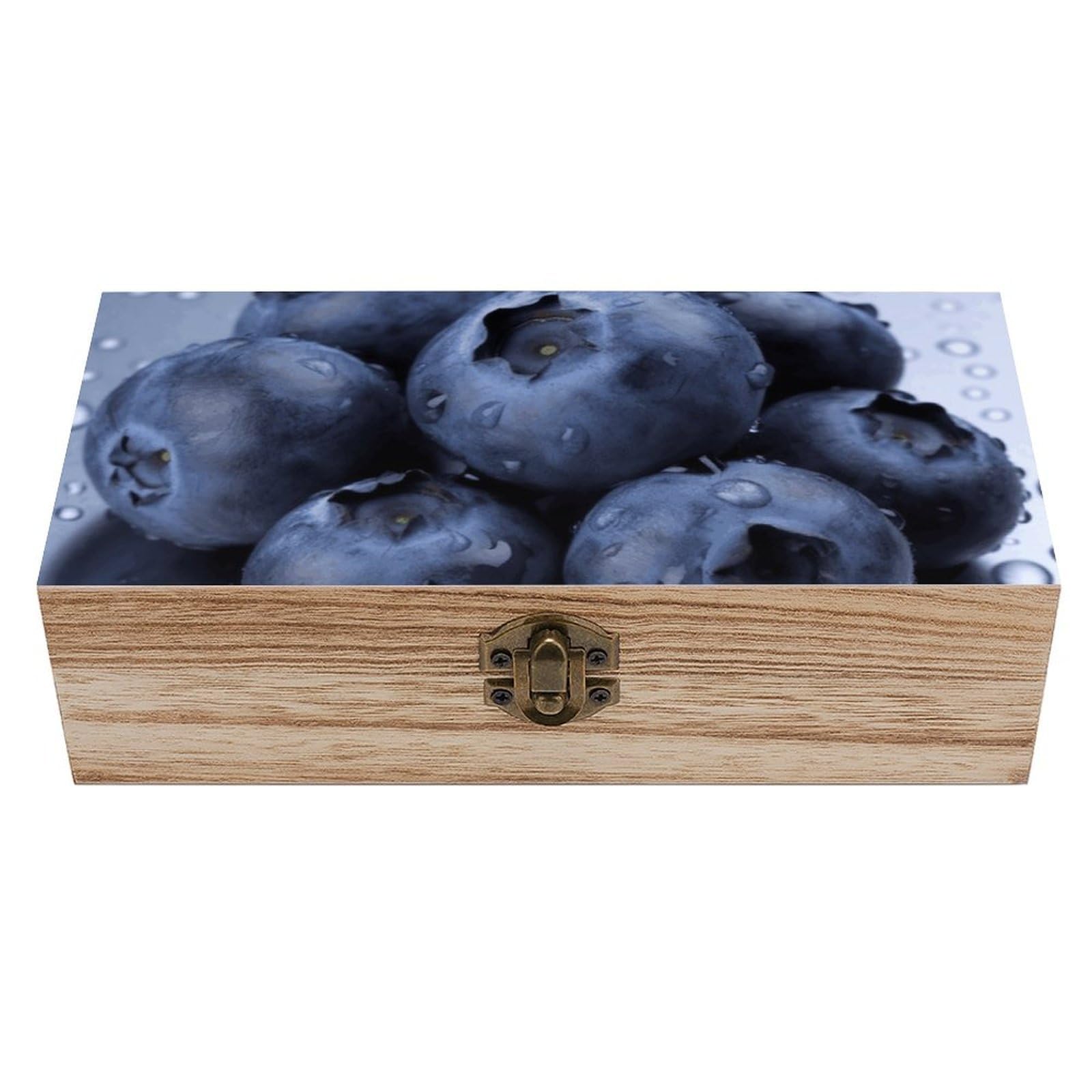 FWJZDSP Wooden Storage Box Blueberry Wood Gift Box with Hinged Lid Vintage Decorative Jewelry Boxes Memory Box for Jewelry Art Hobbies Home Storage Treasure Keepsake Gift 7.9''x3.9''x2.3''