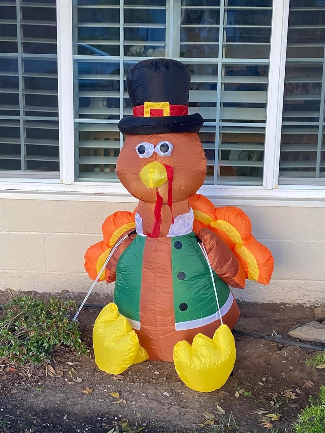 4 Feet Height Thanksgiving Inflatable Turkey, Blow up Turkey Decor with LED Lights for Autumn Harvest Party,Outdoor, Shopping Mall,Yard (120cm Tall)