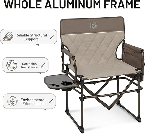 Miniatura 7 de Timber Ridge Silla de aluminio para directores de campamento con bolsillo para mesa lateral, silla plegable portátil, silla de césped resistente