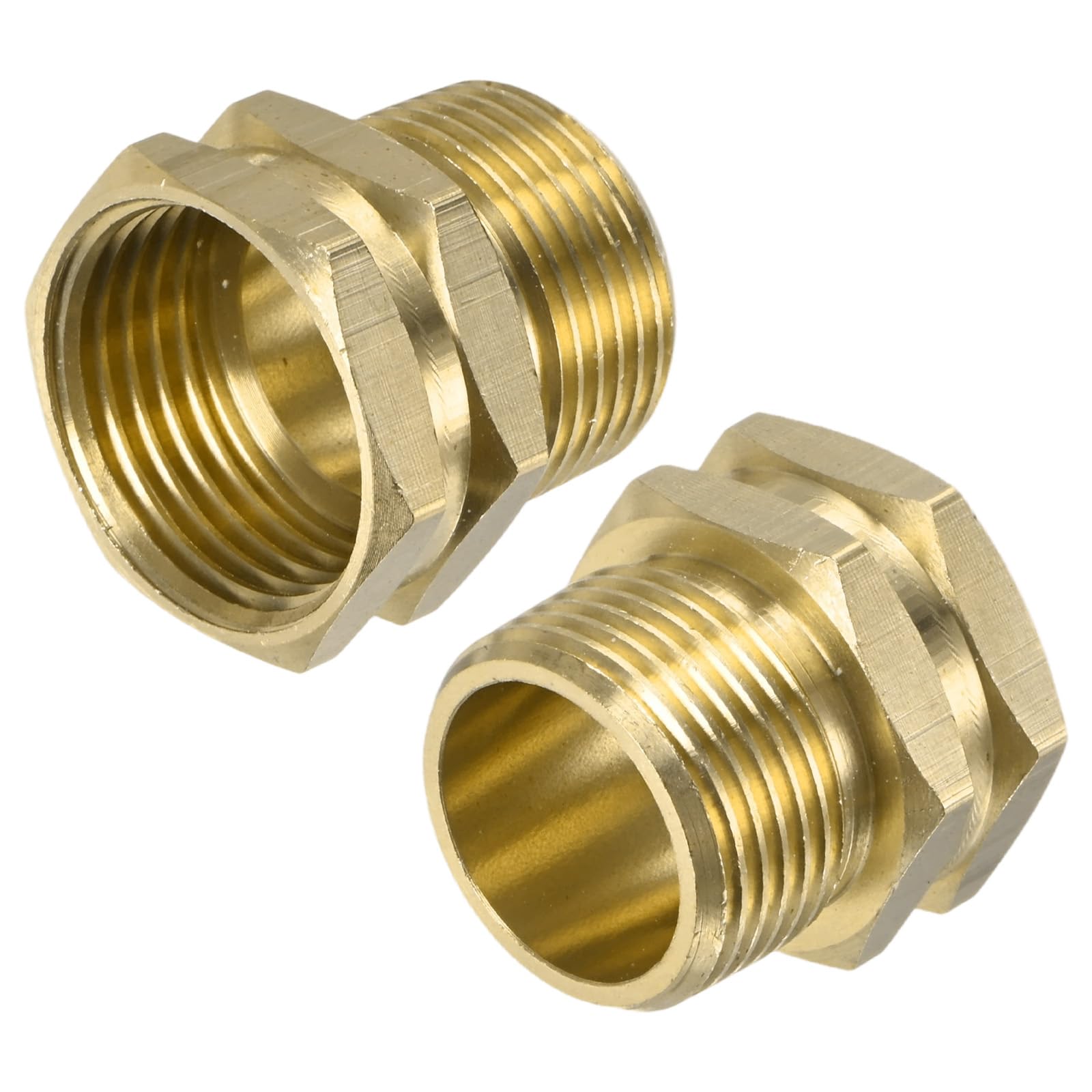 M METERXITY 2-Pack 3/4" GHT Female to 3/4" NPT Male Hose Adapter, Brass Garden Hose Fittings Connector for Faucet/Irrigation System Quick Connect, Water Pipe Adapter