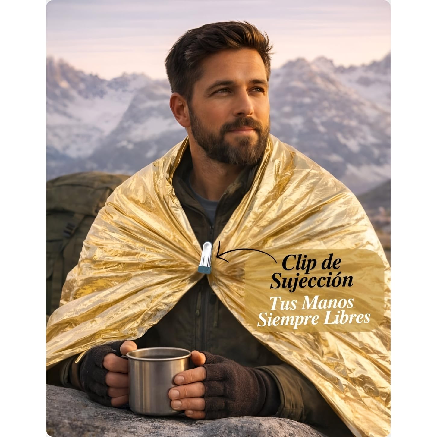 Genérico Manta Térmica Supervivencia Impermeable, Manta de Rescate y Emergencia Militar para Kit de Coche y Montaña, Mylar Oro y Plata, Sabana de Supervivencia para Hipotermia, Pack de 6