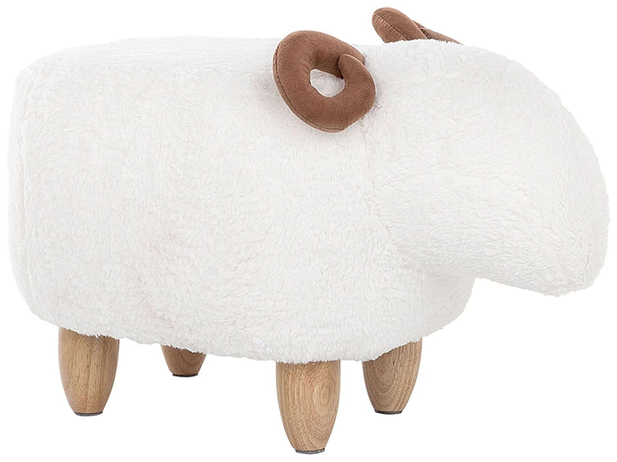 Tabouret enfant agneau en laine blanche, le cadeau de naissance idéal