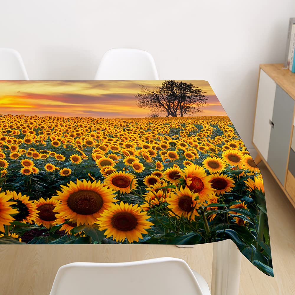 Joyfol Day Tovaglia con girasoli, tovaglia arancione floreale per tavoli rettangolari, impermeabile, resistente, durevole, per cucina, sala da pranzo (137 x 198 cm