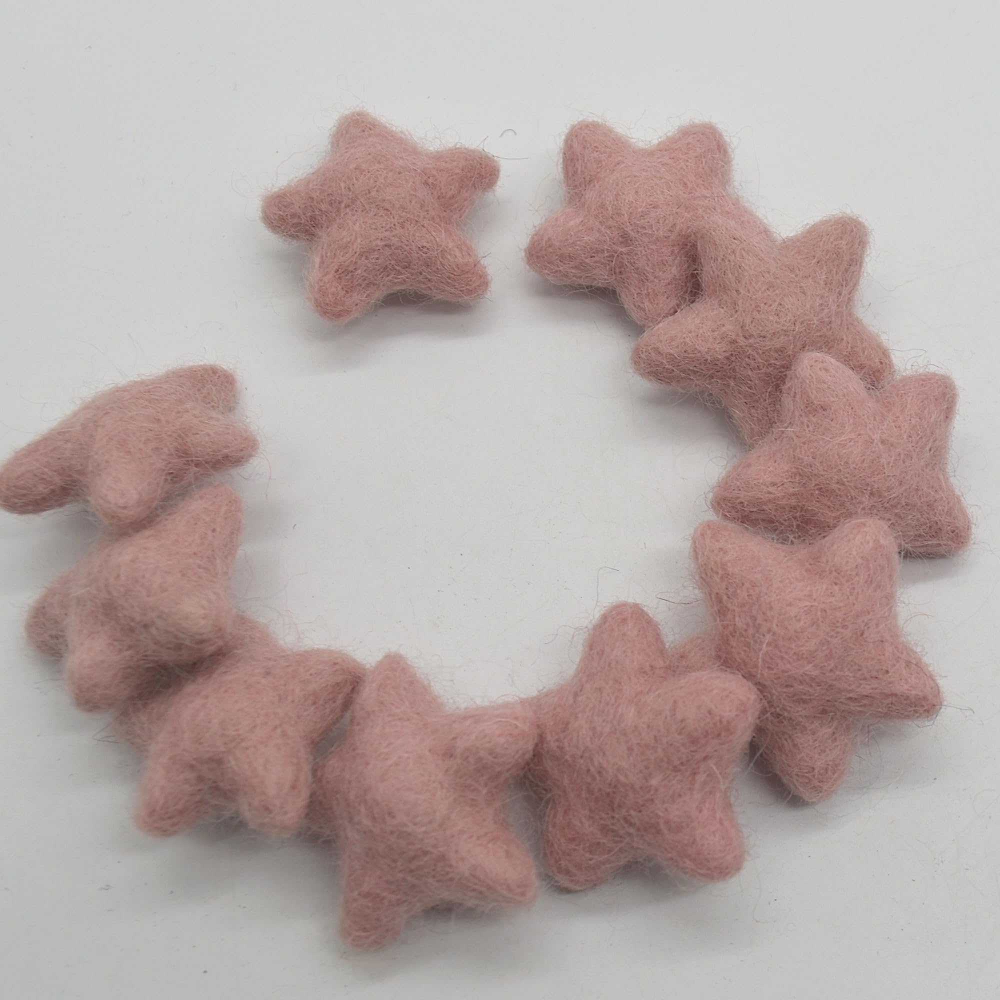 Oriental Direct Pastel Pink 100% Wool Felt Stars - 3Cm - 10 Felt Stars