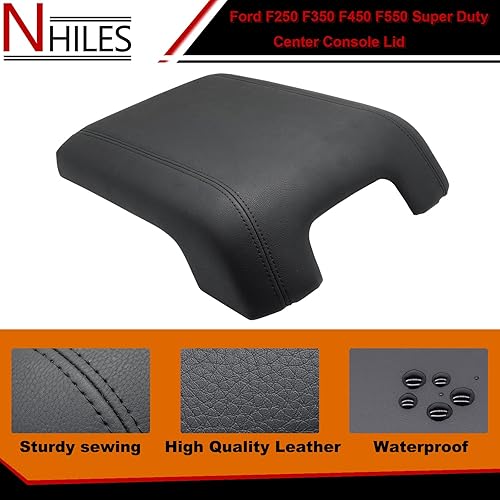 Miniatura 4 de NHILES Kit de tapa de consola central negra de repuesto compatible con F-250 Super Duty F-350 Super Duty F-450 Super Duty F-550 Super Duty 2011 2012