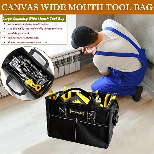 Miniatura 2 de Bolsa de herramientas pequeña de 12 pulgadas para hombres, caja de herramientas pequeña con múltiples bolsillos, organizador de bolsas de