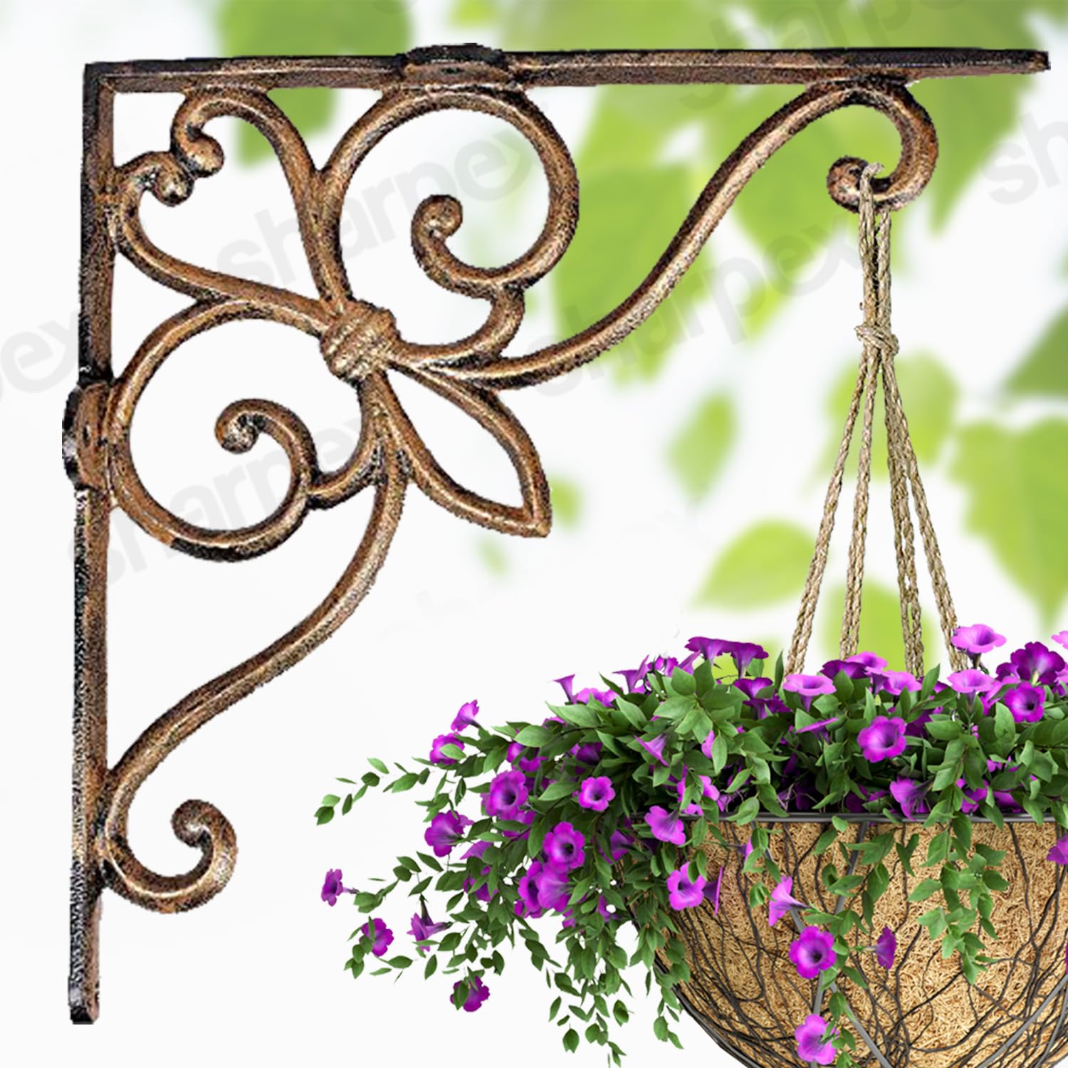 Sharpex Wall Mounted Metal Bracket | Decorative Wall Hook Plant Hanger for Hanging Pots, Bird Feeders, Flower Baskets, Planters, Lanterns, Lamps, and Wind Chimes for Indoor/Outdoor Use (Gold, 1 Pc)-image-26