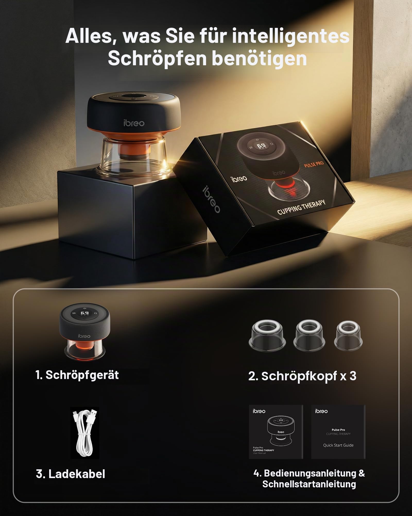 Pulse Pro Smart Schröpftherapie-Massagegerät mit Wärme, Rotlichttherapie, dynamische Saugkraft, Druckentlastung mit einem Knopf zur Schmerzlinderung, Muskelkater, Durchblutung und straffere Haut