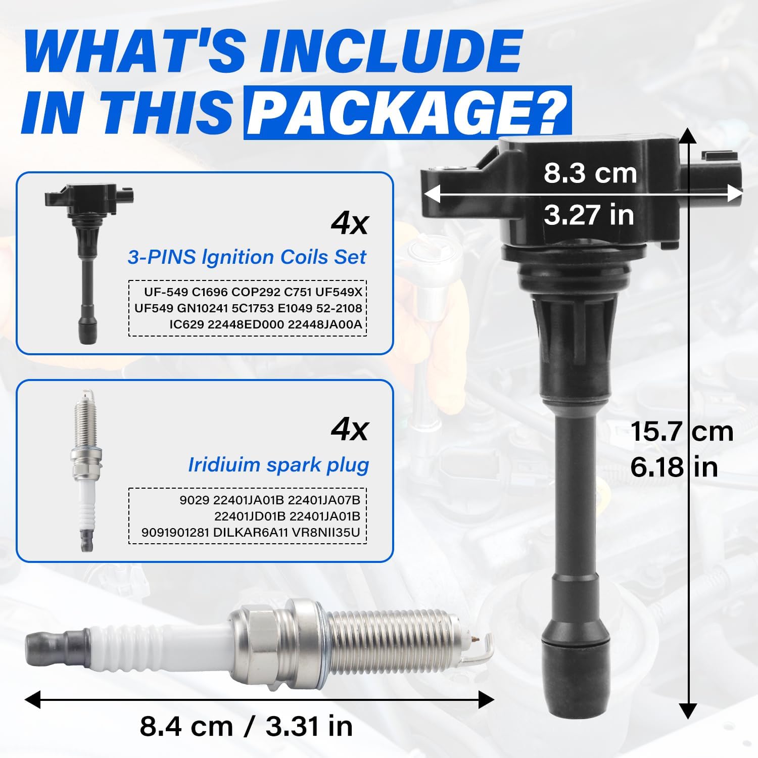 Ignition Coil Pack + Spark Plugs Set of 4 for Nissan Altima 2.5L 2007–2018 Sentra 1.8L Versa 1.6L Rogue – Replace UF549 GN10241 SC1753 Direct Fit OE Replacement
