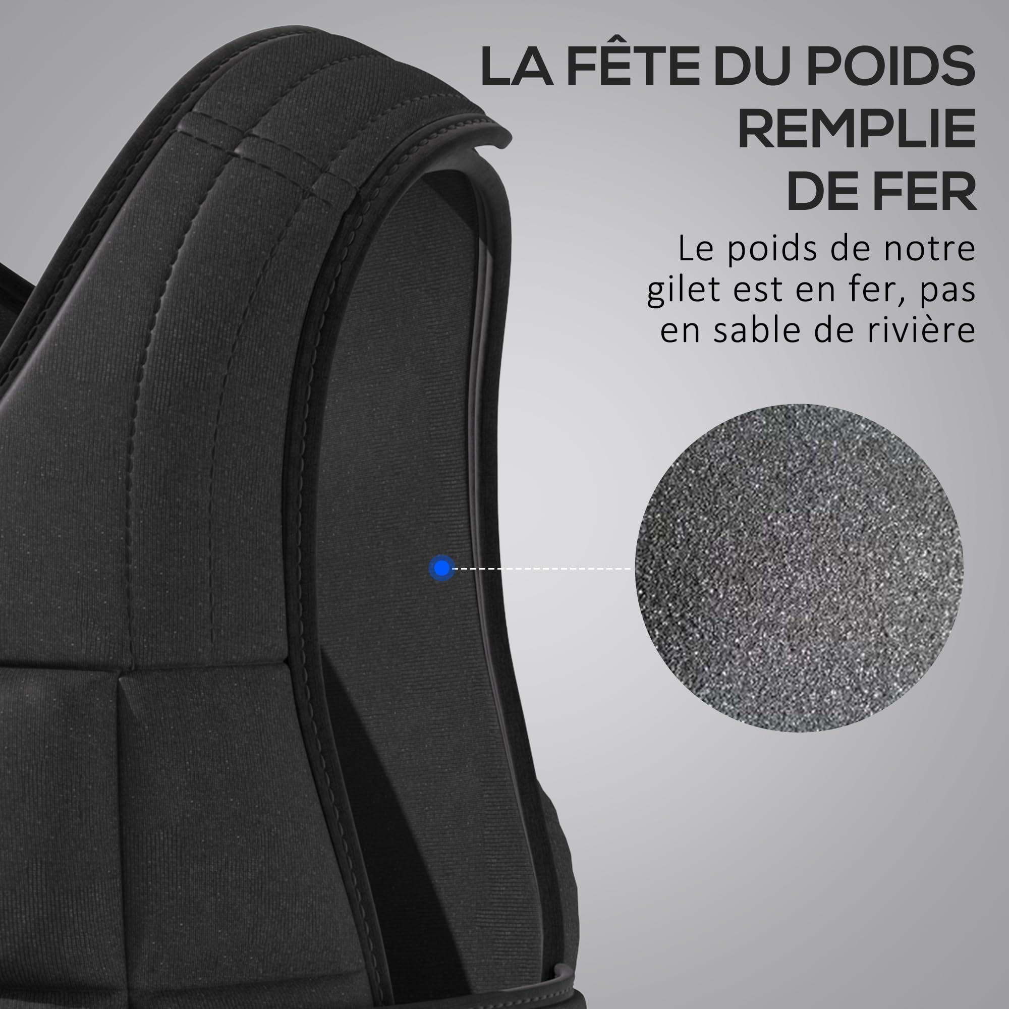 HOMCOM Gilet lesté réglable veste lestée 10/15/20 Kg max. poids amovibles entrainement musculation exercice boxe oxford