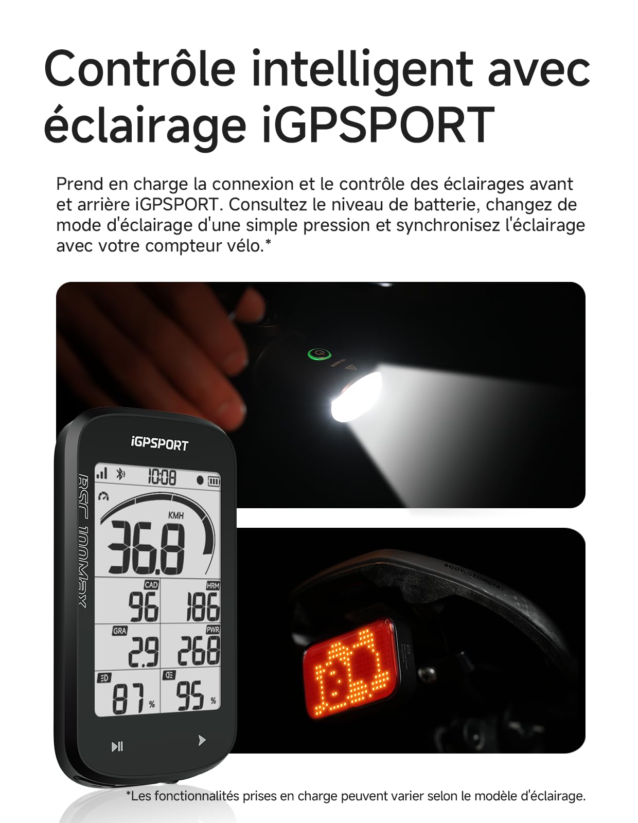 iGPSPORT BSC100MAX Compteur Velo sans Fil, Écran 3" Grand Démarrage/Arrêt Automatique 40H d'Autonomie Données Personnalisables IPX7 Étanche Compteur Velo GPS