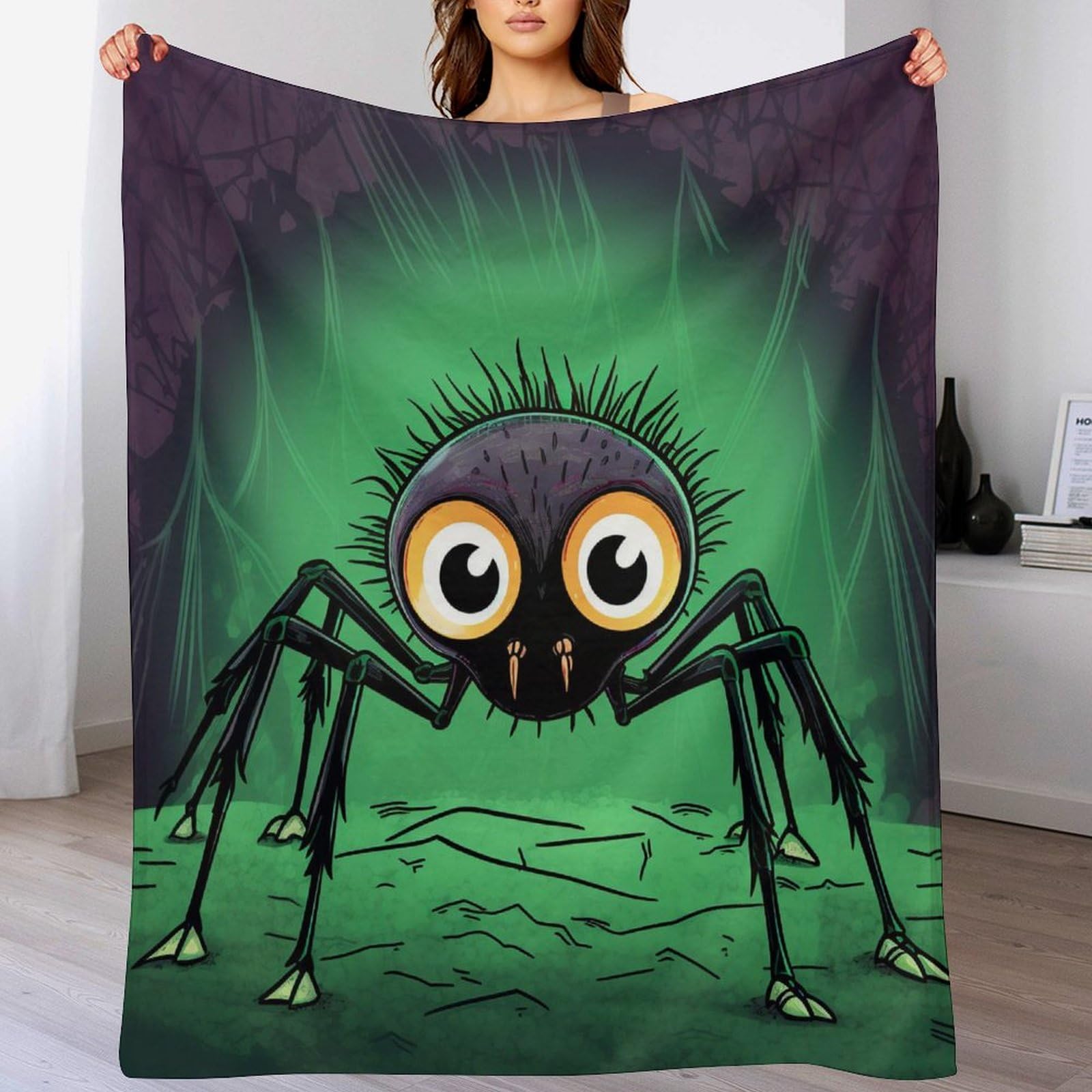 Manta de franela con araña evita el frío en sofá y colcha ligera