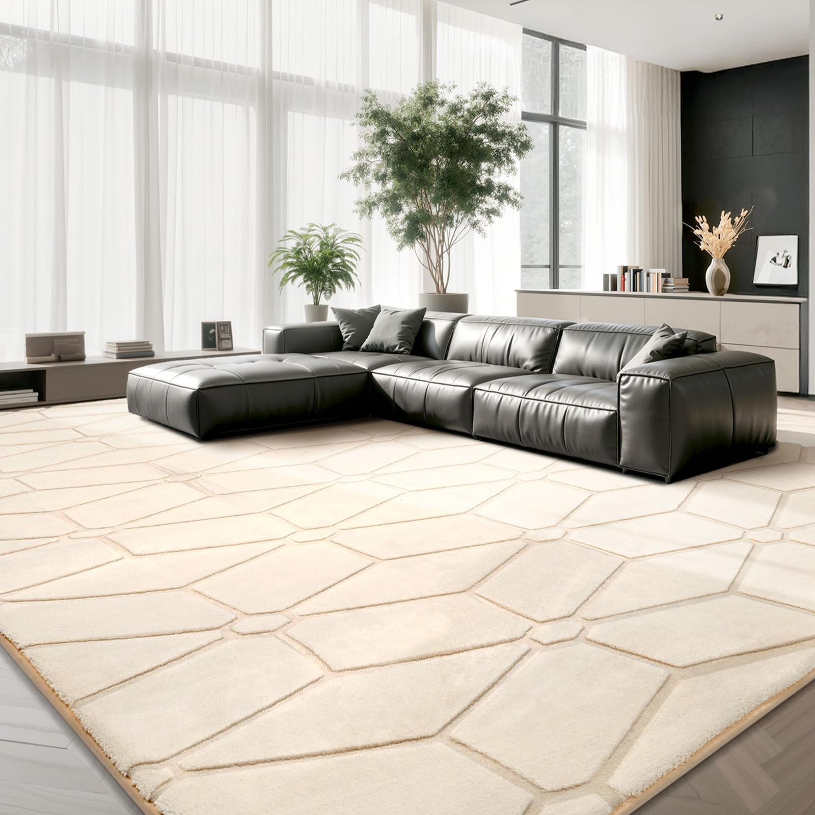 Untimaty Large Rugs Living Room 160X230cm Cream Fluffy Washable Rugs — image 1