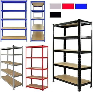 Garage Shelving Units - 180cm x 90cm x 40cm, 5 Tier (175KG Per Shelf), 875KG Capacity Garage Shed Storage Shelving Units, Shelving Units Metal Boltless Industrial Racking Rack, Red