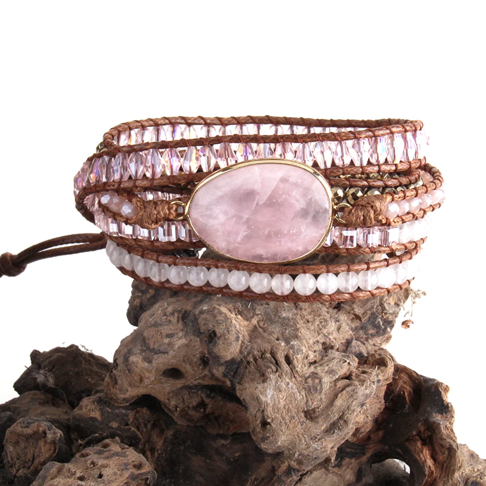 Ręcznie robione przyjaźń z koralikami Armbander wielokolorowymi kryształowymi naturalnymi kamieniami mieszane 5x tkane bransoletki, koral, 90 cm