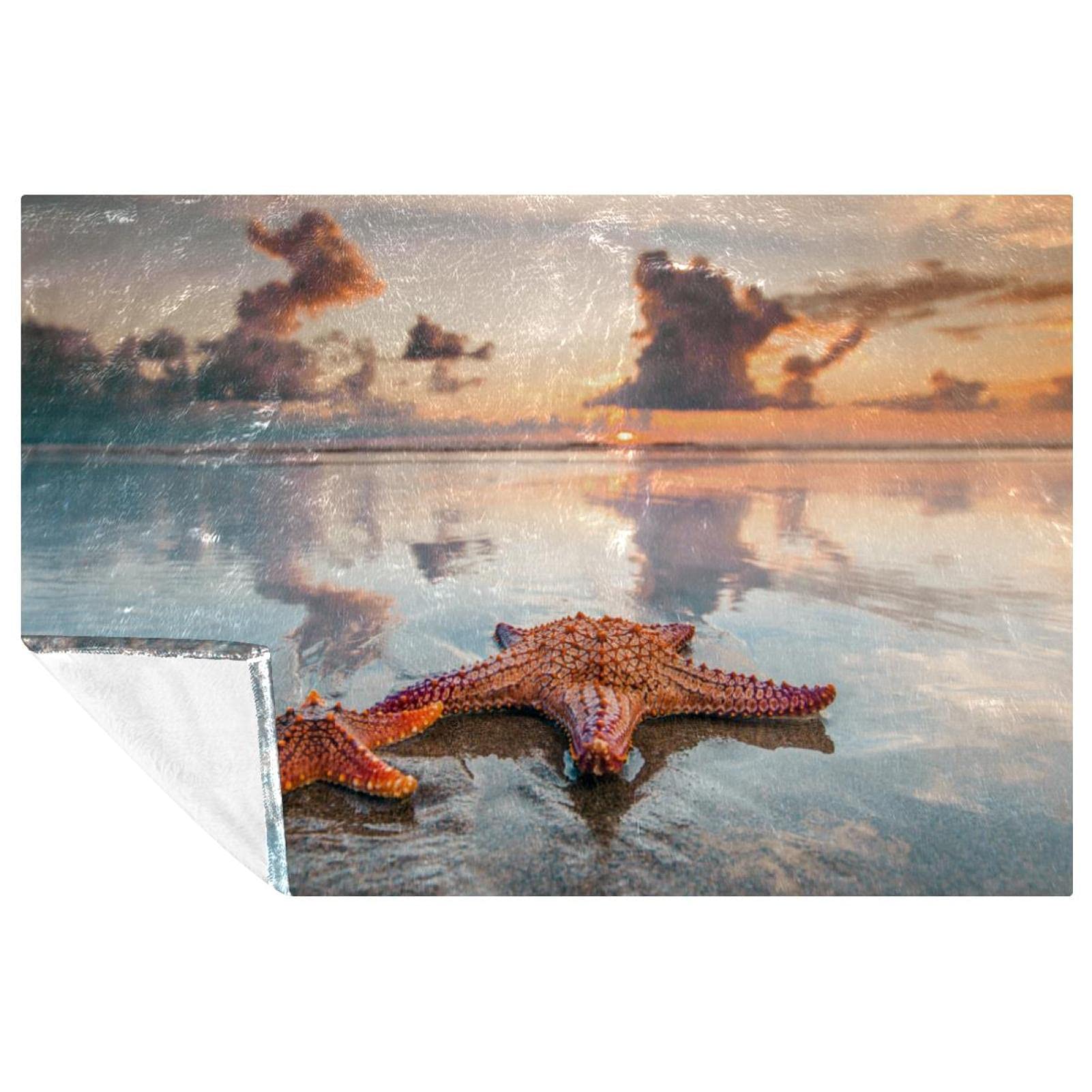 Couverture d'été étoiles de mer chaude et douce pour lit et canapé