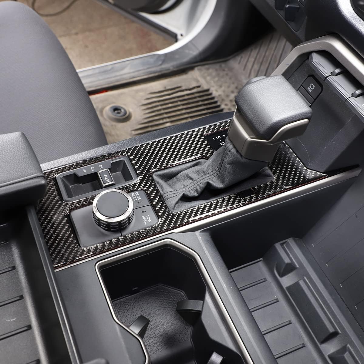 TOYCIDFG Center Console Gear Shift Panel Cover Trim Compatible with Toyota Tundra 2022-2026 Pickup Truck, Soft Carbon Fiber Car Decoration Accessories (Center Console Gear Shift Sticker)