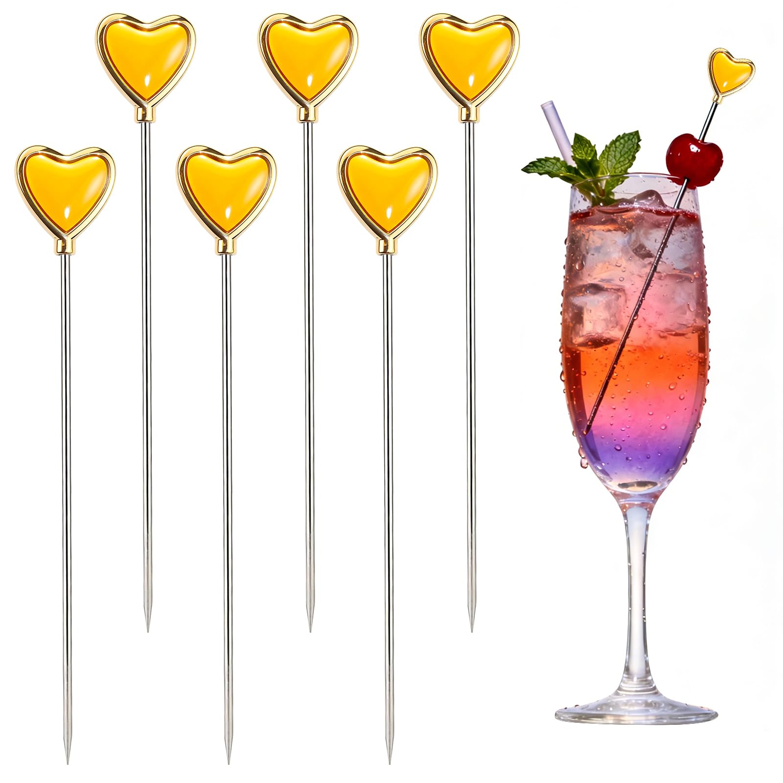 Amazon.com | Love Heart Metal Cocktail Picks, 6 Packs 4.7