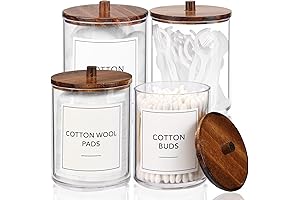 4 Pack Apothecary Jars with Lids - Vanity Organizer Storage Containers