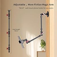 Vista 5 de Soporte de teléfono con base de metal de 23 pulgadas, montaje de tornillo de pared, carga de 1 libras, giratorio de 360° para transmisión