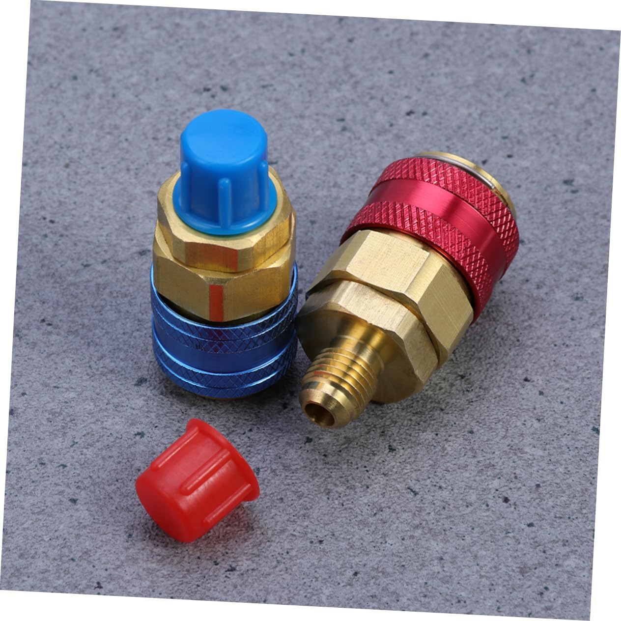 2Pcs Quick Connectors Conditioning Coupler Adapter Kit Red Blue for Easy Diagnosis and Charging of Car Systems
