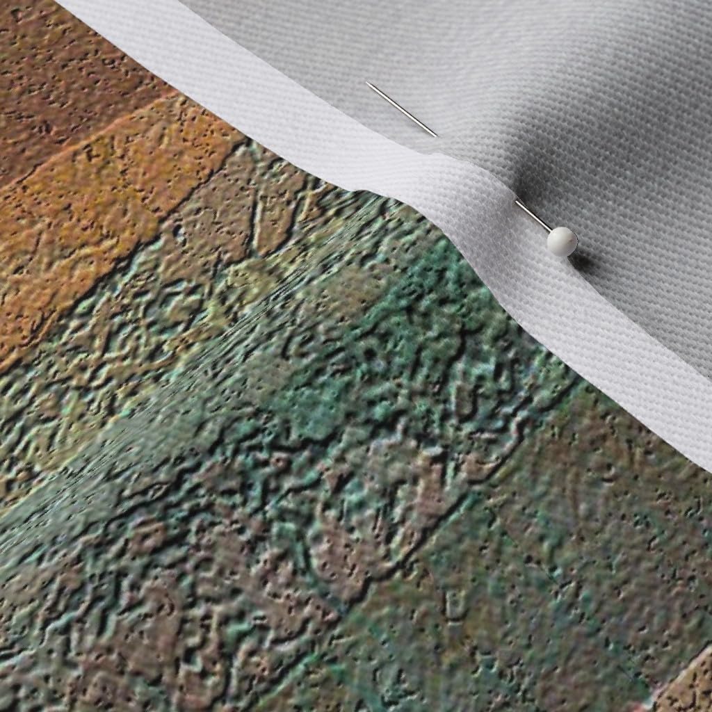 Spoonflower Fabric - Abstract Landscape Travertine Look Sandstone Coral Orange Teal Green Printed on Denim Fabric by The Yard - Bottomweight Apparel Home Decor Upholstery