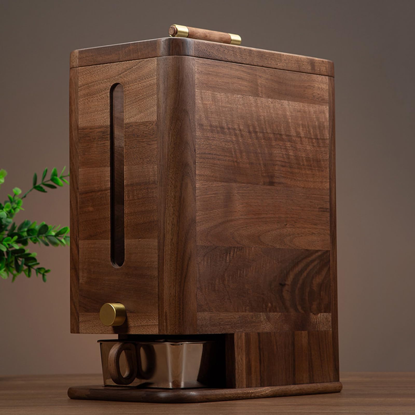 Seau à riz en bois massif anti humidité avec distributeur de farine