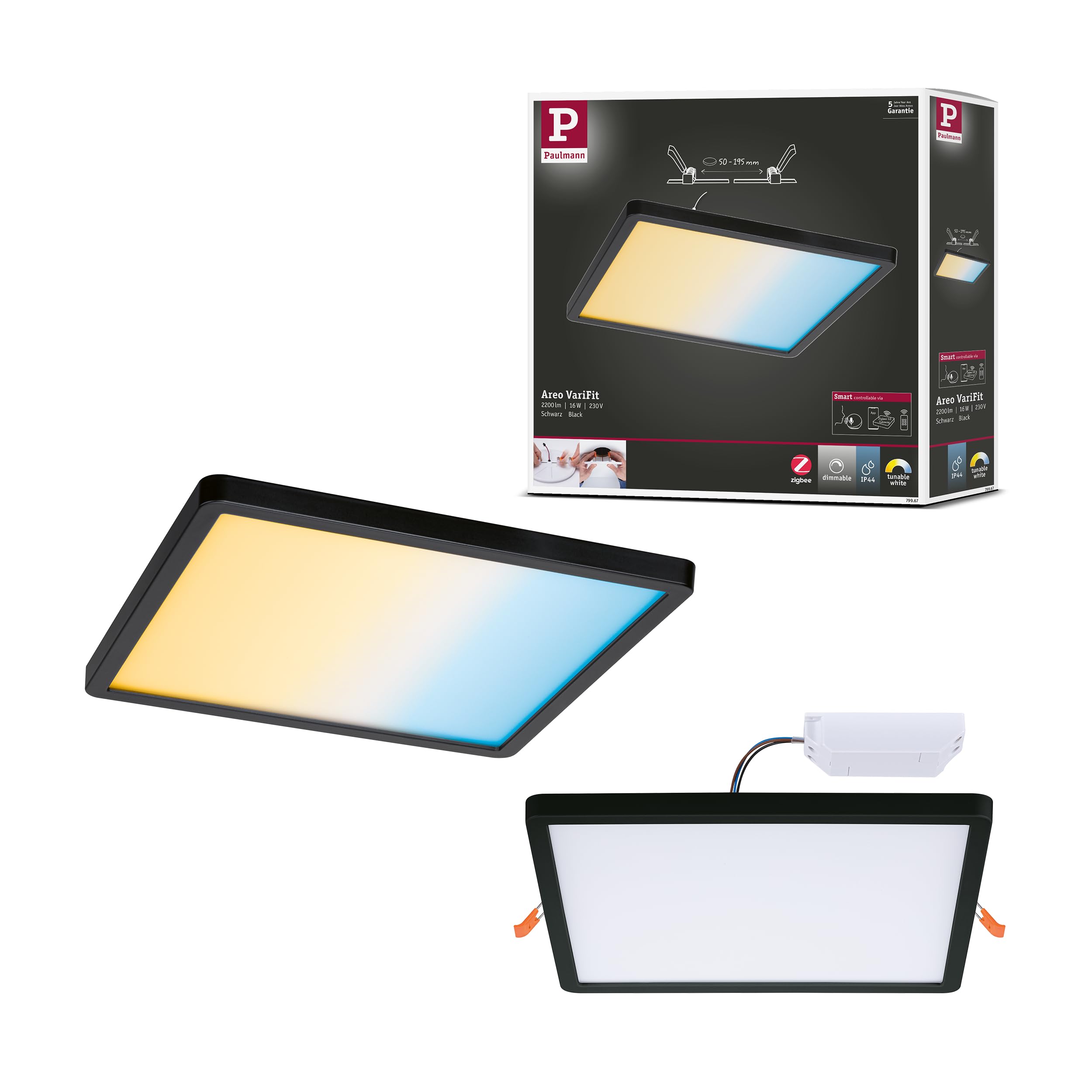 Plafón LED empotrable Areo soluciona techos bajos con luz regulable y protección IP44
