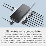 Dell Pro Dock WD25 - USB Type-C avec connecteur DP Alt Mode, connectivité DisplayPort/HDMI/USB 3.2 Gen2, alimentation jusqu'à 100 watts - Noir