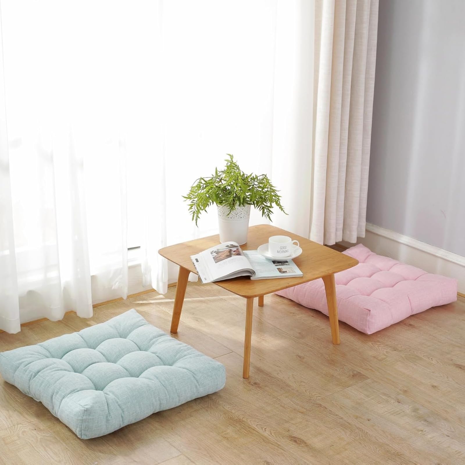 2 cuscini rialzanti per adulti, ad alta elasticità, in cotone e lino, per aumentare l'altezza, versatili, comodi, per sala da pranzo, ufficio, auto, divano, poltrona (blu, 50 x 50 cm)
