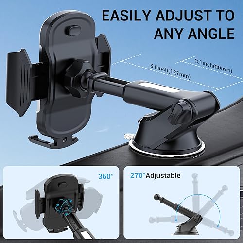 Miniatura 4 de Soporte de teléfono de automóvil con ventosa de abrazadera mejorada, soporte para teléfono para parabrisastablero de instrumentos con gel adhesivo