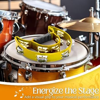 Flexzion Tambourine Metal Half Moon Musical Instruments Double Row