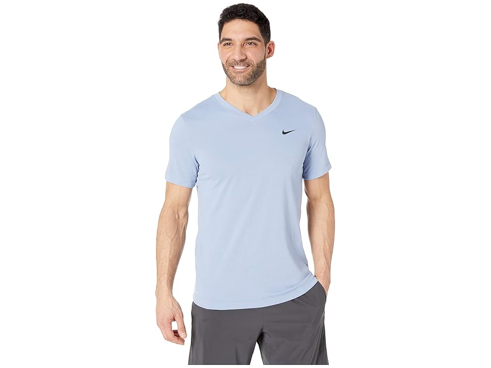 

Nike Dry Tee Dri-FIT Cotton V Solid (Indigo Fog/Light Armory Blue/Black) Men's Clothing