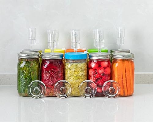 Miniatura 5 de Jillmo Kit de fermentación, tapas de fermentación al vacío con pesas de fermentación para tarros de boca ancha, paquete de 3