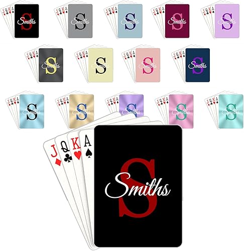 Miniatura 1 de Naipes personalizados con monograma y apellido inicial, cartas de póquer, baraja personalizada de cartas de juego temáticas, regalos de fiesta de