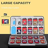 Vista 2 de Jusy Funda para tarjetas de juego para Nintendo Switch, con 24 ranuras para tarjetas de juego y 24 ranuras para tarjetas micro SD